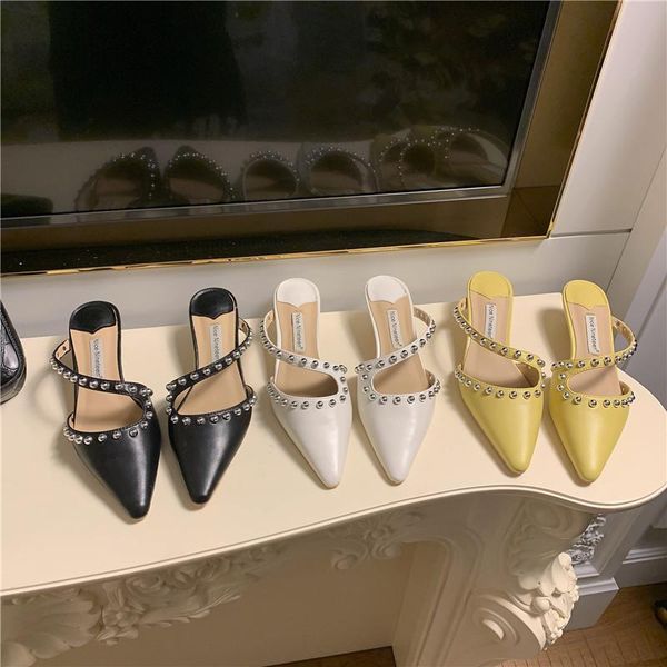 slippers pointed toe women thin low heels rivet design yellow/black/white shallow slip on mules shoes slides outdoor
slippers pointed toe women thin low heels rivet design yellow/black/white shallow slip on mules shoes slides outdoor