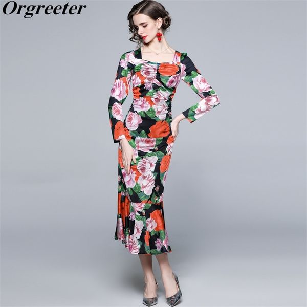 vintage flower printting mermaid dress square collar long sleeve graceful satin bodycon plus size s-xxl 210602, Black;gray
vintage flower printting mermaid dress square collar long sleeve graceful satin bodycon plus size s-xxl 210602, Black;gray