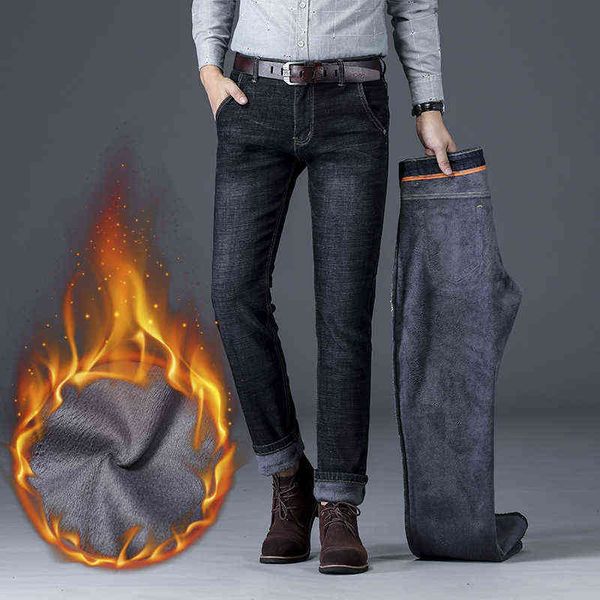 men's jeans xintang plush thickened elastic busins men's jeans warm and slim straight tube in winter, Blue 
men's jeans xintang plush thickened elastic busins men's jeans warm and slim straight tube in winter, Blue