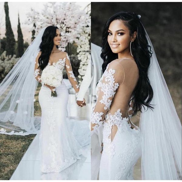 elegant long sleeve wedding dress for women 2021 vestido de novia mermaid gowns sheer illusion lace bridal dresses, White
elegant long sleeve wedding dress for women 2021 vestido de novia mermaid gowns sheer illusion lace bridal dresses, White