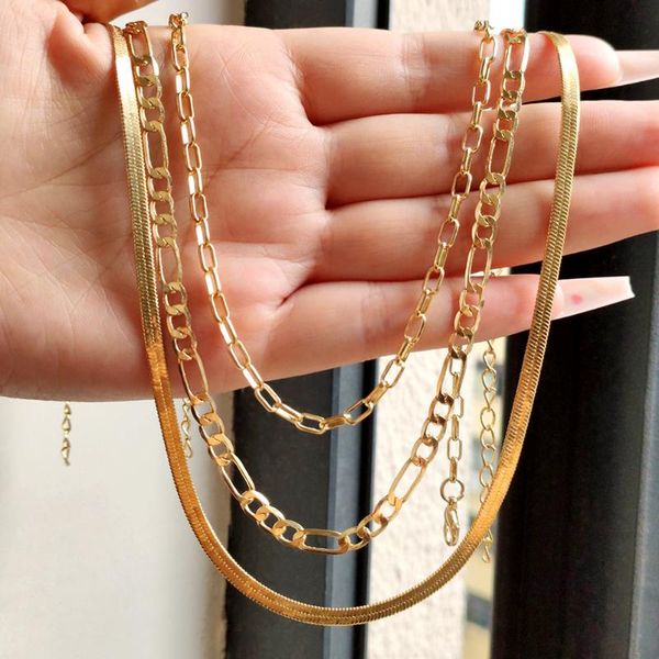 chains punk gold color metal link chain necklace for women hip hop multilayer flat snake choker men statement jewelry, Silver
chains punk gold color metal link chain necklace for women hip hop multilayer flat snake choker men statement jewelry, Silver