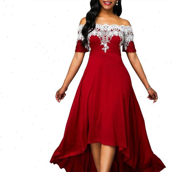 apparel summer autumn dresses plus size party lace patchwork off shoulder short sleeve women high low dress, Black;gray
apparel summer autumn dresses plus size party lace patchwork off shoulder short sleeve women high low dress, Black;gray