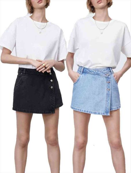 za summer womens clothing all-match breasted denim casual high-waist shorts skirt, White;black
za summer womens clothing all-match breasted denim casual high-waist shorts skirt, White;black