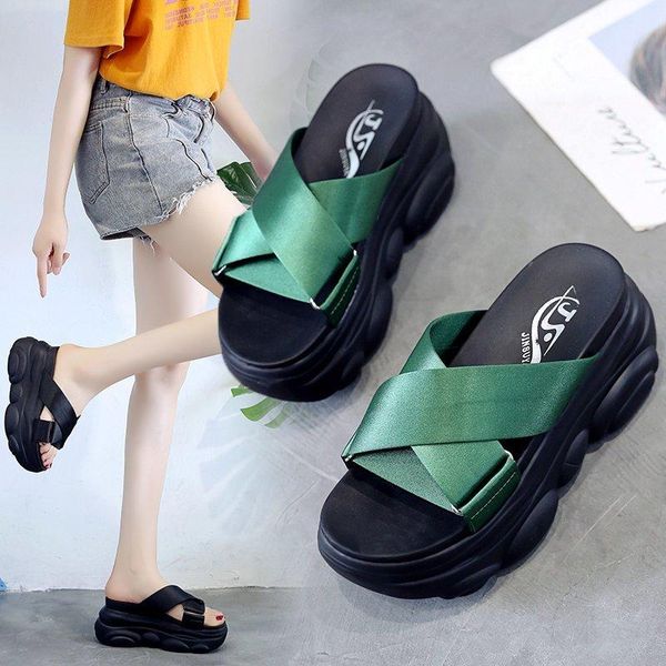 slippers 8.5cm thick bottom wedges ladies summer casual fashion waterproof platform pure color shoes comfortable., Black
slippers 8.5cm thick bottom wedges ladies summer casual fashion waterproof platform pure color shoes comfortable., Black