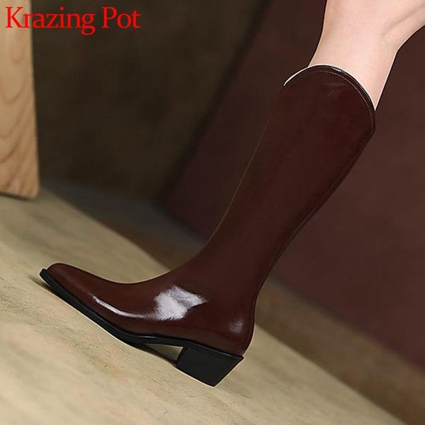 boots krazing pot cow split leather winter western large size 42 pointed toe design med heels simple style knee-high l06, Black
boots krazing pot cow split leather winter western large size 42 pointed toe design med heels simple style knee-high l06, Black