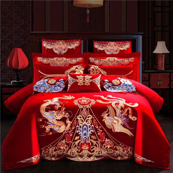 four piece set of scarlet cotton wedding room embroidery pure cotton bedding 680 sets festive quilt
four piece set of scarlet cotton wedding room embroidery pure cotton bedding 680 sets festive quilt