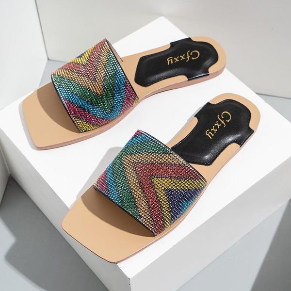 slippers blingbling fashion luxury design rainbow rhinestone women square toe flat heel ladies sandals girls shoes plus size 42, Black
slippers blingbling fashion luxury design rainbow rhinestone women square toe flat heel ladies sandals girls shoes plus size 42, Black