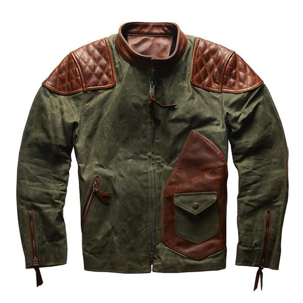 men's leather & faux 1937 read description asian size army style genuine cow canvas coat cowhide wax water proof jacket, Black
men's leather & faux 1937 read description asian size army style genuine cow canvas coat cowhide wax water proof jacket, Black