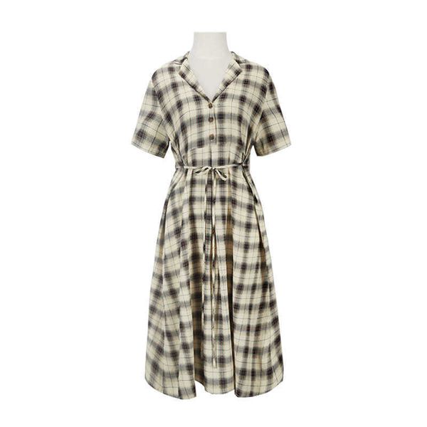perhaps u plaid midi dress khaki notch collar short sleeve button summer d1116 210529, Black;gray
perhaps u plaid midi dress khaki notch collar short sleeve button summer d1116 210529, Black;gray