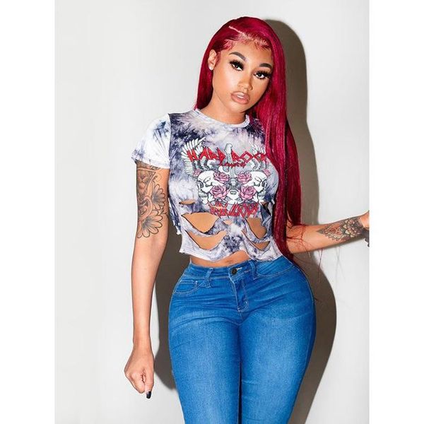 women's t-shirt chocomist fashion street wear hole design women tshirt sz9023, White
women's t-shirt chocomist fashion street wear hole design women tshirt sz9023, White