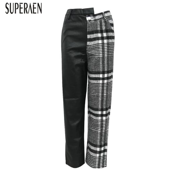 women's pants & capris superaen 2021 europe fashion plaid women ankle length leather asymmetric ladies high waist casual autumn, Black;white
women's pants & capris superaen 2021 europe fashion plaid women ankle length leather asymmetric ladies high waist casual autumn, Black;white