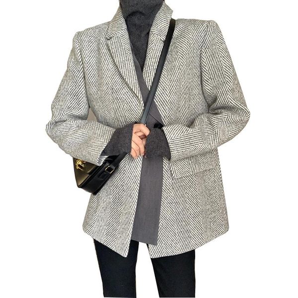 women's wool & blends suit jacket women autumn and winter thick korean version of the british style fake two 2021 woolen jackets, Black
women's wool & blends suit jacket women autumn and winter thick korean version of the british style fake two 2021 woolen jackets, Black