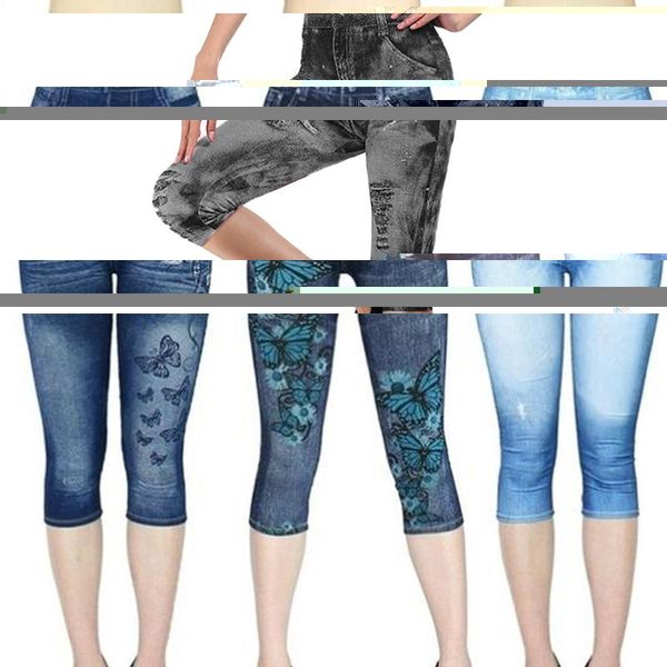 women's leggings faux jeans women stretch printed short leggins plus size calf-length pants summer breeches high waist jeggings, Black
women's leggings faux jeans women stretch printed short leggins plus size calf-length pants summer breeches high waist jeggings, Black