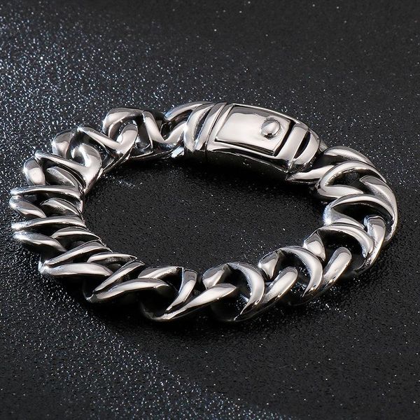 link, chain 16mm heavy vintage men titanium stainless steel curb cubanl bracelet jewelry hiphop punk rock mens biker bracelets bangle, Black
link, chain 16mm heavy vintage men titanium stainless steel curb cubanl bracelet jewelry hiphop punk rock mens biker bracelets bangle, Black