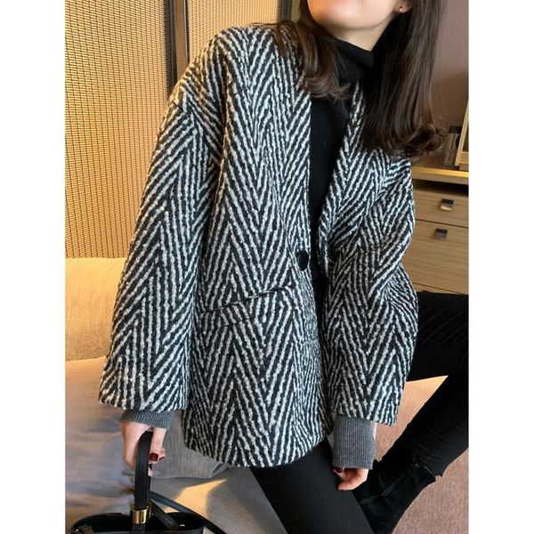 women's wool & blends 2021 winter alpaca coat profile short style small fragrant tweed versatile and thickened, Black
women's wool & blends 2021 winter alpaca coat profile short style small fragrant tweed versatile and thickened, Black