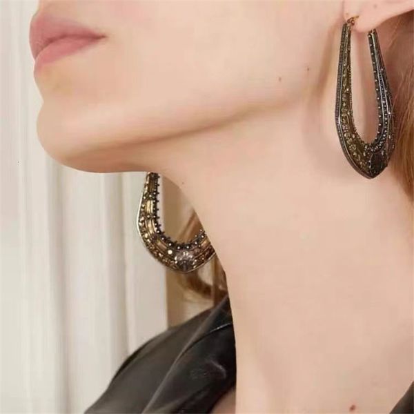 hbp fashion medieval dark black brass baroque style carved u-shaped temperament earrings, Silver
hbp fashion medieval dark black brass baroque style carved u-shaped temperament earrings, Silver