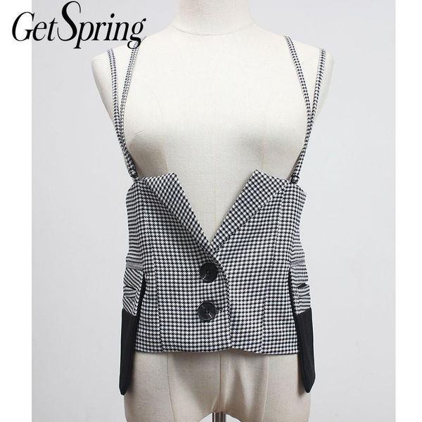 women's vests getspring women vest plaid waistcoat single breasted sleeveless womens jackets fashion black autumn, Black;white
women's vests getspring women vest plaid waistcoat single breasted sleeveless womens jackets fashion black autumn, Black;white