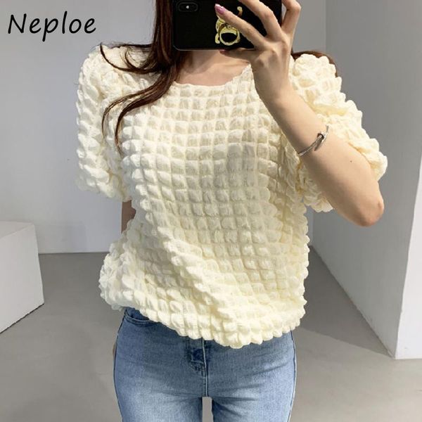 women's blouses & shirts neploe summer retro round neck ladies shirt loose three-dimensional texture woman solid puff sleeve knitted wo, White
women's blouses & shirts neploe summer retro round neck ladies shirt loose three-dimensional texture woman solid puff sleeve knitted wo, White