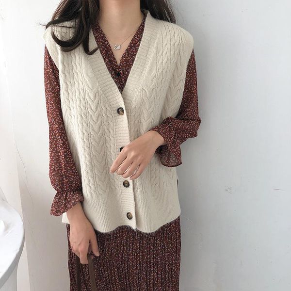 women's vests spring and autumn cardigan retro coat korean-style loose v-neck sweater vest women, Black;white
women's vests spring and autumn cardigan retro coat korean-style loose v-neck sweater vest women, Black;white
