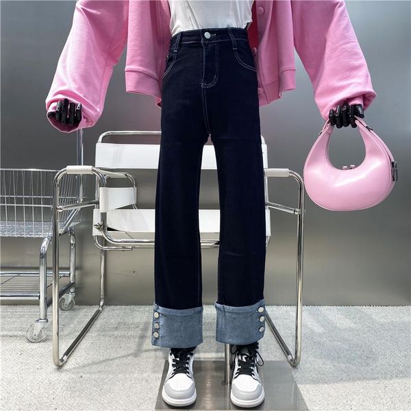 women's jeans brand original design 2021 vintage dark blue high waist slim personalized cuffed button straight trousers
women's jeans brand original design 2021 vintage dark blue high waist slim personalized cuffed button straight trousers