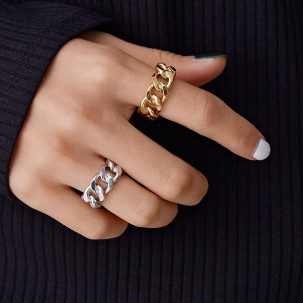 cluster rings punk chain for women men vintage handmade thick twisted geometric finger ring couple jewelry gifts, Golden;silver
cluster rings punk chain for women men vintage handmade thick twisted geometric finger ring couple jewelry gifts, Golden;silver