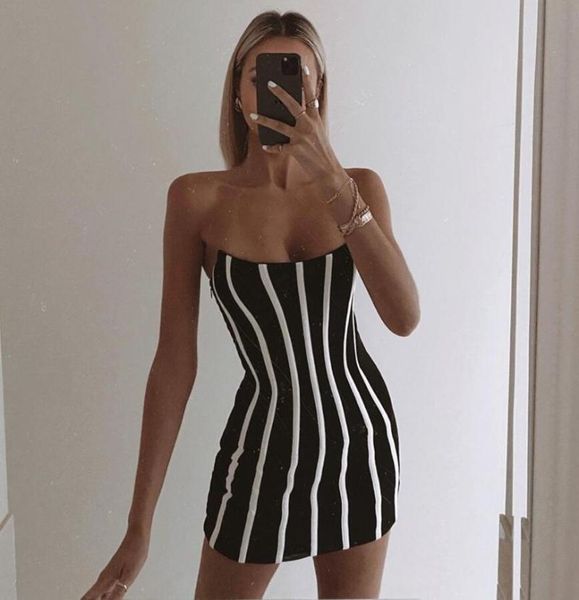 casual dresses chic fashion strapless backless striped black women bandage dress 2021 elegant evening club party, Black;gray
casual dresses chic fashion strapless backless striped black women bandage dress 2021 elegant evening club party, Black;gray