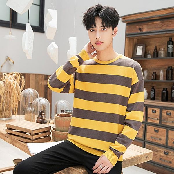 men's sweaters the round collar sets head stripe to color winter long sleeve sweater boys casual slim bottom, White;black
men's sweaters the round collar sets head stripe to color winter long sleeve sweater boys casual slim bottom, White;black