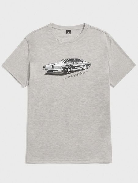 men letter & car graphic tee 13ah#, White;black