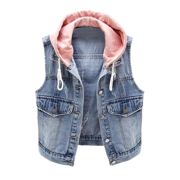 fashion detachable hooded jeans vest for women sleeveless jacket short korean denim female waistcoat outwear summer 210204, Black;white
fashion detachable hooded jeans vest for women sleeveless jacket short korean denim female waistcoat outwear summer 210204, Black;white