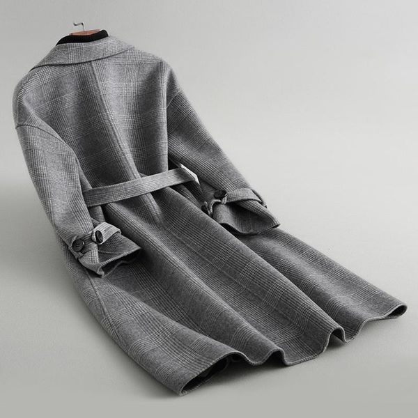 women's wool & blends autumn winter coat women england style plaid slim real coats female long jackets outerwear manteau femme 38042, Black
women's wool & blends autumn winter coat women england style plaid slim real coats female long jackets outerwear manteau femme 38042, Black