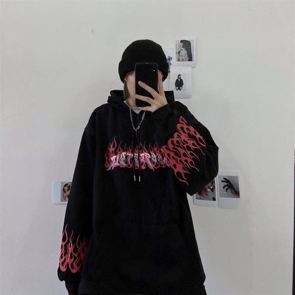 women's hoodies & sweatshirts autumn and winter korean version of ins harajuku style dark flame print loose plus fleece hoodie women tr, Black
women's hoodies & sweatshirts autumn and winter korean version of ins harajuku style dark flame print loose plus fleece hoodie women tr, Black