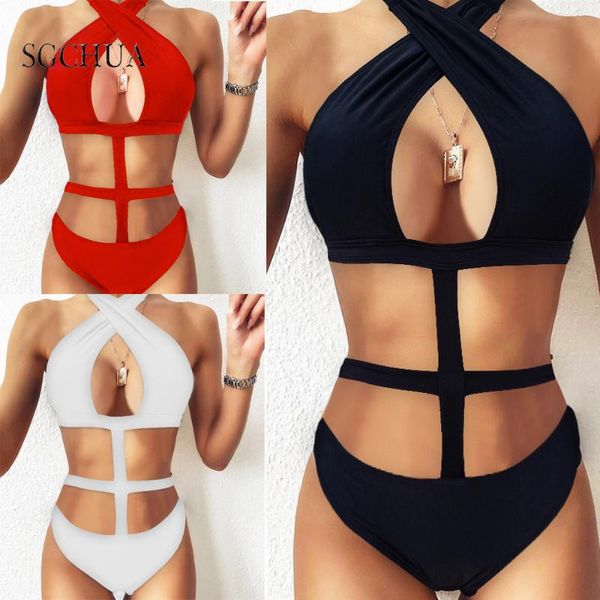 2021 new solid bandage one piece swimsuit women tie neck cut out monokini white black red swimwear hollow out bathing suit
2021 new solid bandage one piece swimsuit women tie neck cut out monokini white black red swimwear hollow out bathing suit
