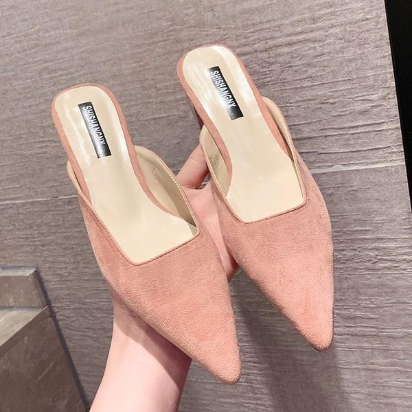slippers 2021 summer fashion high heels solid mules leather shoes for women indoor outdoor office ladies slides, Black
slippers 2021 summer fashion high heels solid mules leather shoes for women indoor outdoor office ladies slides, Black