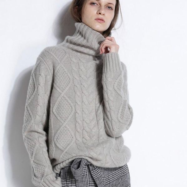 women's sweaters style for autumn and winter turtleneck pullover cable knitting padded loose plus-sized cashmere base sweater, White;black
women's sweaters style for autumn and winter turtleneck pullover cable knitting padded loose plus-sized cashmere base sweater, White;black