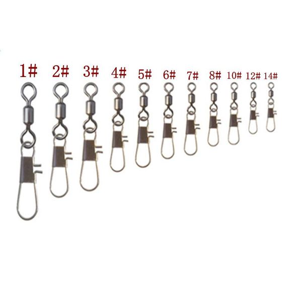 1000pcs/lot 1#-14# stainless steel with snap connector pin bearing rolling swivel lure fishing tools tackle accessories pesca
1000pcs/lot 1#-14# stainless steel with snap connector pin bearing rolling swivel lure fishing tools tackle accessories pesca
