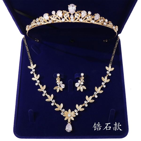 jewelry set golden bride korean headdress leaf zircon necklace earrings crown wedding accessories three piece, Slivery;golden
jewelry set golden bride korean headdress leaf zircon necklace earrings crown wedding accessories three piece, Slivery;golden