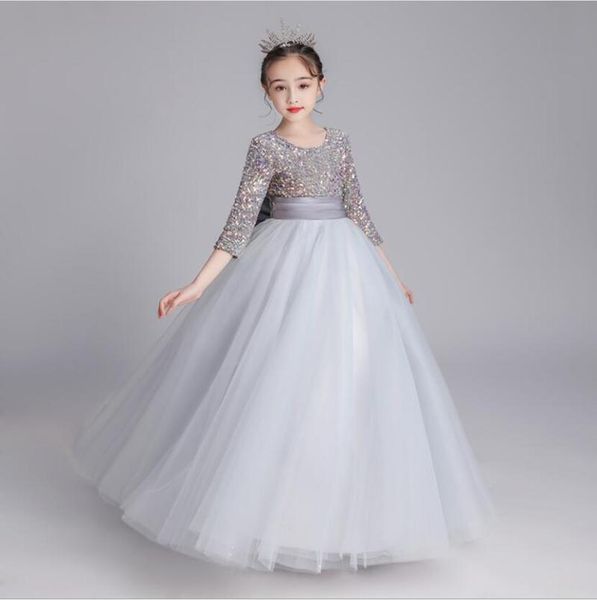 girl's dresses sequin tulle flower girl gown gray lace belt long sleeve for wedding birthday princess dress holy communion clothes, Red;yellow
girl's dresses sequin tulle flower girl gown gray lace belt long sleeve for wedding birthday princess dress holy communion clothes, Red;yellow