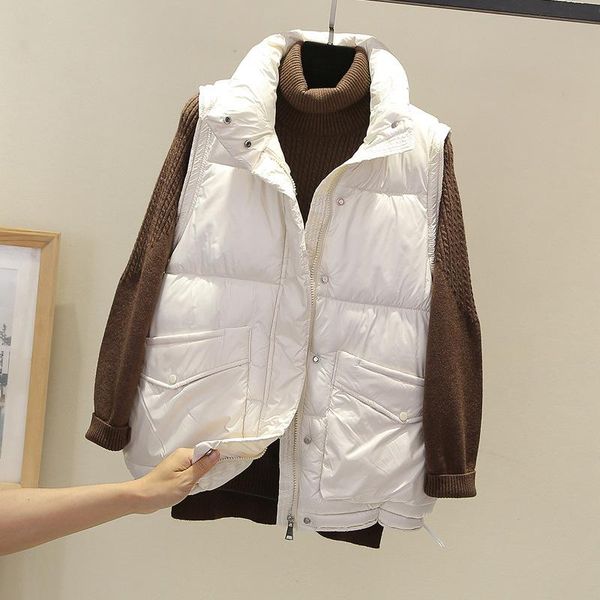women's vests 2021 fall/winter style down cotton vest short thickened waistcoat drawstring outer wear, Black;white
women's vests 2021 fall/winter style down cotton vest short thickened waistcoat drawstring outer wear, Black;white