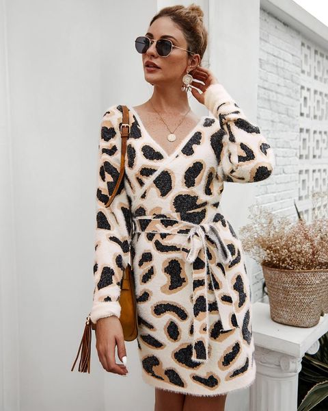 casual dresses autumn and winter knitted women's full-sleeved leopard print dress sweet slim fit waist adjustment skirt, Black;gray
casual dresses autumn and winter knitted women's full-sleeved leopard print dress sweet slim fit waist adjustment skirt, Black;gray