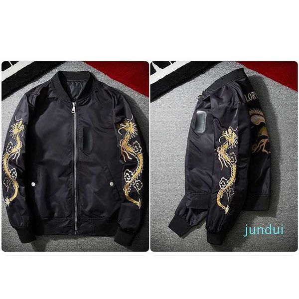 new bomber jacket dragon eagle embroidery men jacket stand collar fashion outwear autumn men coat bomb baseball jackets, Black;brown
new bomber jacket dragon eagle embroidery men jacket stand collar fashion outwear autumn men coat bomb baseball jackets, Black;brown
