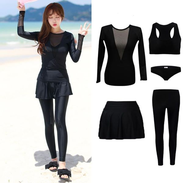 2021 women sport swimsuit black 5 pieces summer swimwear long sleeves+long pants surfing suit sport wear push up beach wear
2021 women sport swimsuit black 5 pieces summer swimwear long sleeves+long pants surfing suit sport wear push up beach wear