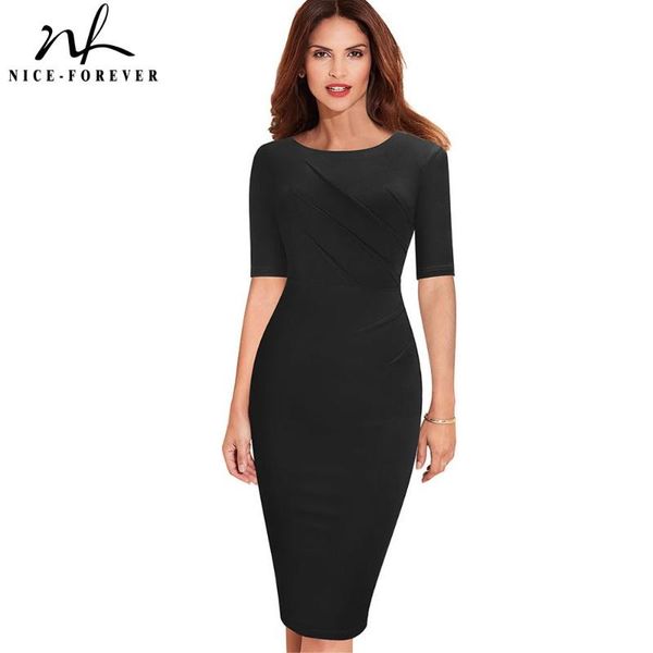 party dresses nice-forever summer women elegant solid black color office business slim pencil dress b614, White;black
party dresses nice-forever summer women elegant solid black color office business slim pencil dress b614, White;black