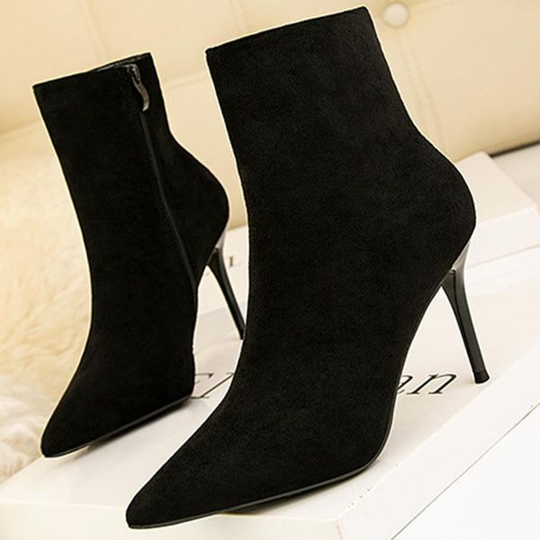 boots women's pointed-toe stiletto high-heeled korean style autumn and winter suede heel, Black
boots women's pointed-toe stiletto high-heeled korean style autumn and winter suede heel, Black