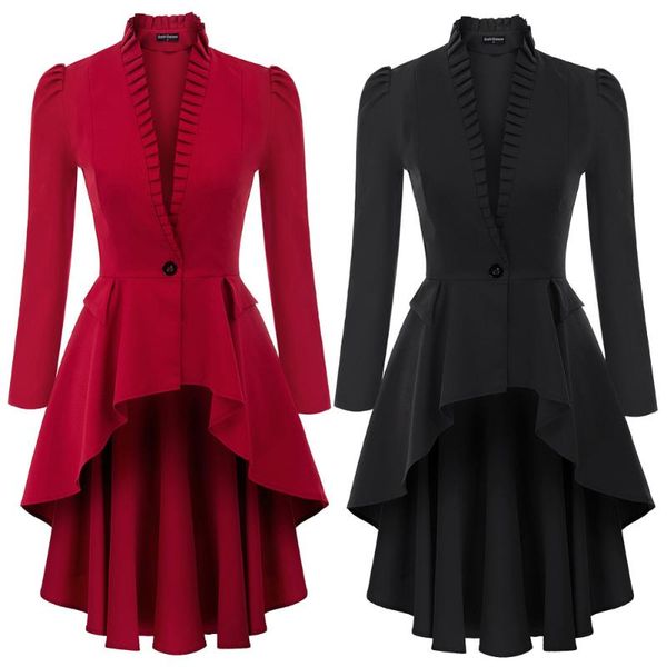 women's jackets women coat clothes high-lo hem steampunk long puff sleeve stand collar solid color ruched retro jacket lady female, Black;brown
women's jackets women coat clothes high-lo hem steampunk long puff sleeve stand collar solid color ruched retro jacket lady female, Black;brown