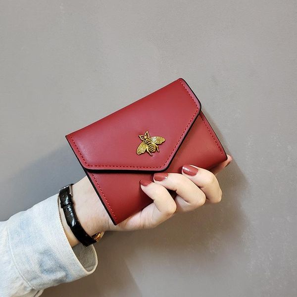 wallets style bees european and american minimalist women's wallet short three fold small purse leather, Red;black
wallets style bees european and american minimalist women's wallet short three fold small purse leather, Red;black