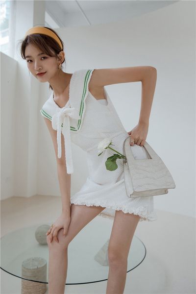 2021 new sailor collar ruffle white sleeveless cute women bow tunic a line summer mini preppy style clothing l98n, Black;gray
2021 new sailor collar ruffle white sleeveless cute women bow tunic a line summer mini preppy style clothing l98n, Black;gray
