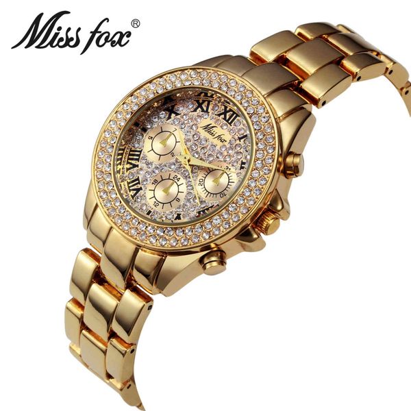 missfox luxury watch women fashion fake chronograph roman numerals 18k gold ladies watches quartz wristwatch, Slivery;brown
missfox luxury watch women fashion fake chronograph roman numerals 18k gold ladies watches quartz wristwatch, Slivery;brown