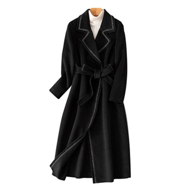 women's wool & blends 2021 winter lady trendy blend coats turndown collar womens woolen belt casual slim long sleeve female outerwear s, Black
women's wool & blends 2021 winter lady trendy blend coats turndown collar womens woolen belt casual slim long sleeve female outerwear s, Black