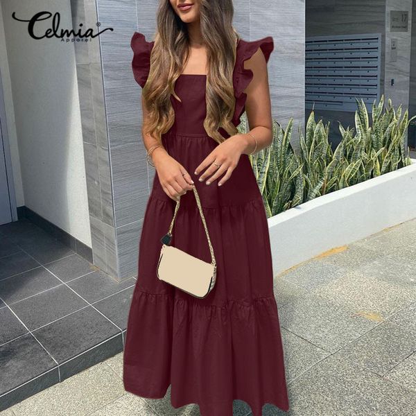 new 2021 summer ruffled sun celmia women fashion sleeveless maxi square collar casual bandage backless vestidos robe q2u0, Black;gray
new 2021 summer ruffled sun celmia women fashion sleeveless maxi square collar casual bandage backless vestidos robe q2u0, Black;gray