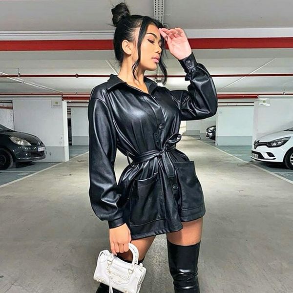 2020 european and american amazon fall/winter selling new womens motorcycle jacket belt mid-length leather coat coat female htyg, Black
2020 european and american amazon fall/winter selling new womens motorcycle jacket belt mid-length leather coat coat female htyg, Black